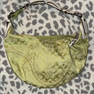 Coach Lime Green Vintage Y2K Signature Hobo Shoulder Bag RARE